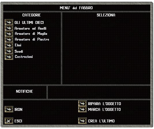 Ultima Online Italia - Menù del Fabbro